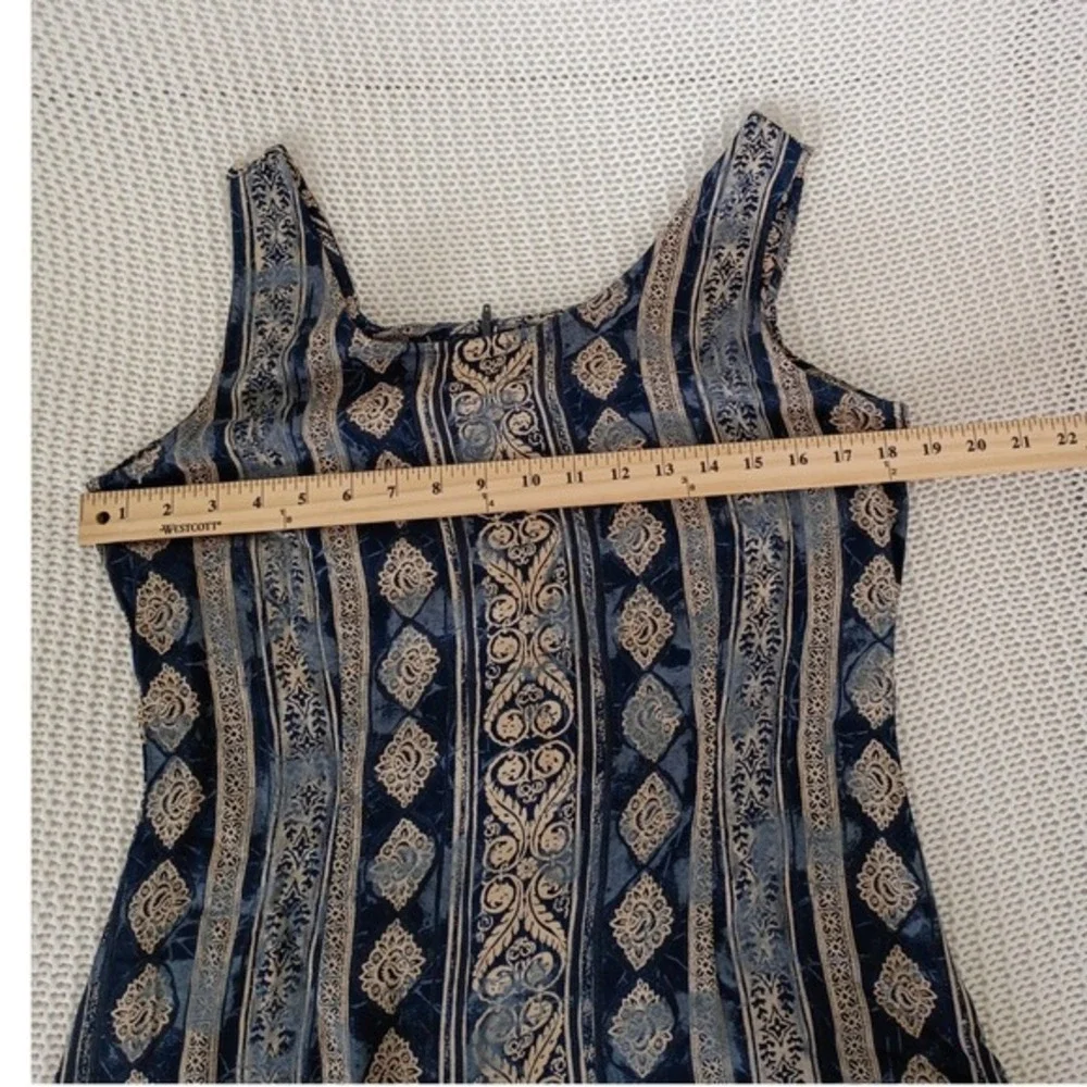 Marks & Spencer Vintage Maxi Dress Blue Paisley Boho Effortless Sleeveless M - Picture 9 of 16